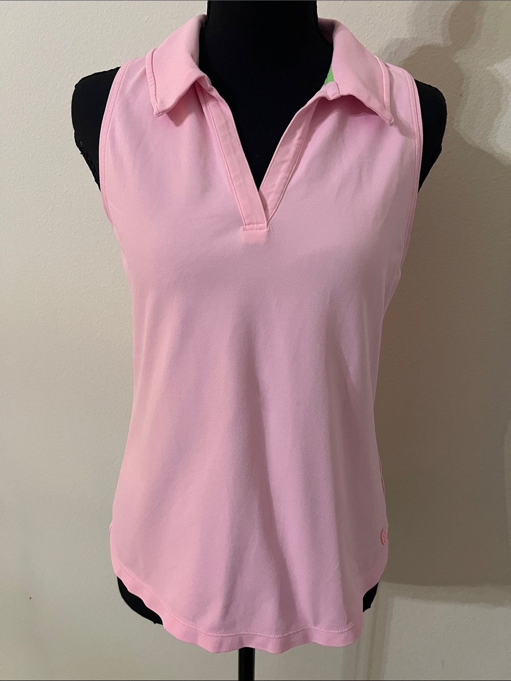 Lilly Pulitzer Luxletic Sleeveless Polo Top S Pink Golf Tennis Activewear